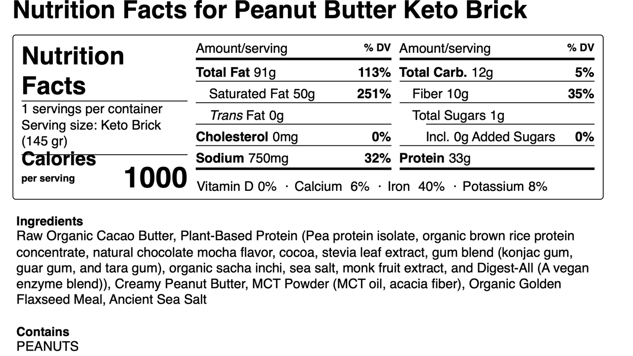 Peanut Butter Keto Brick
